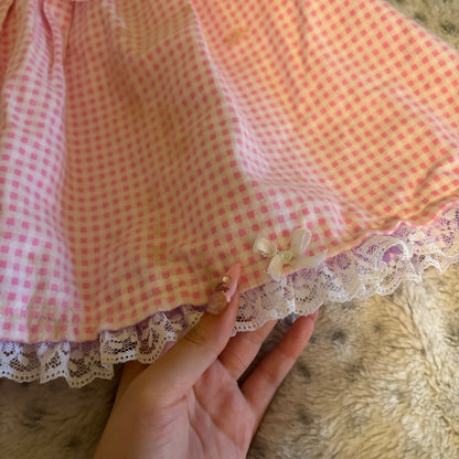 pink gingham lace bow skirt