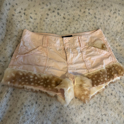 pink deer fur shorts