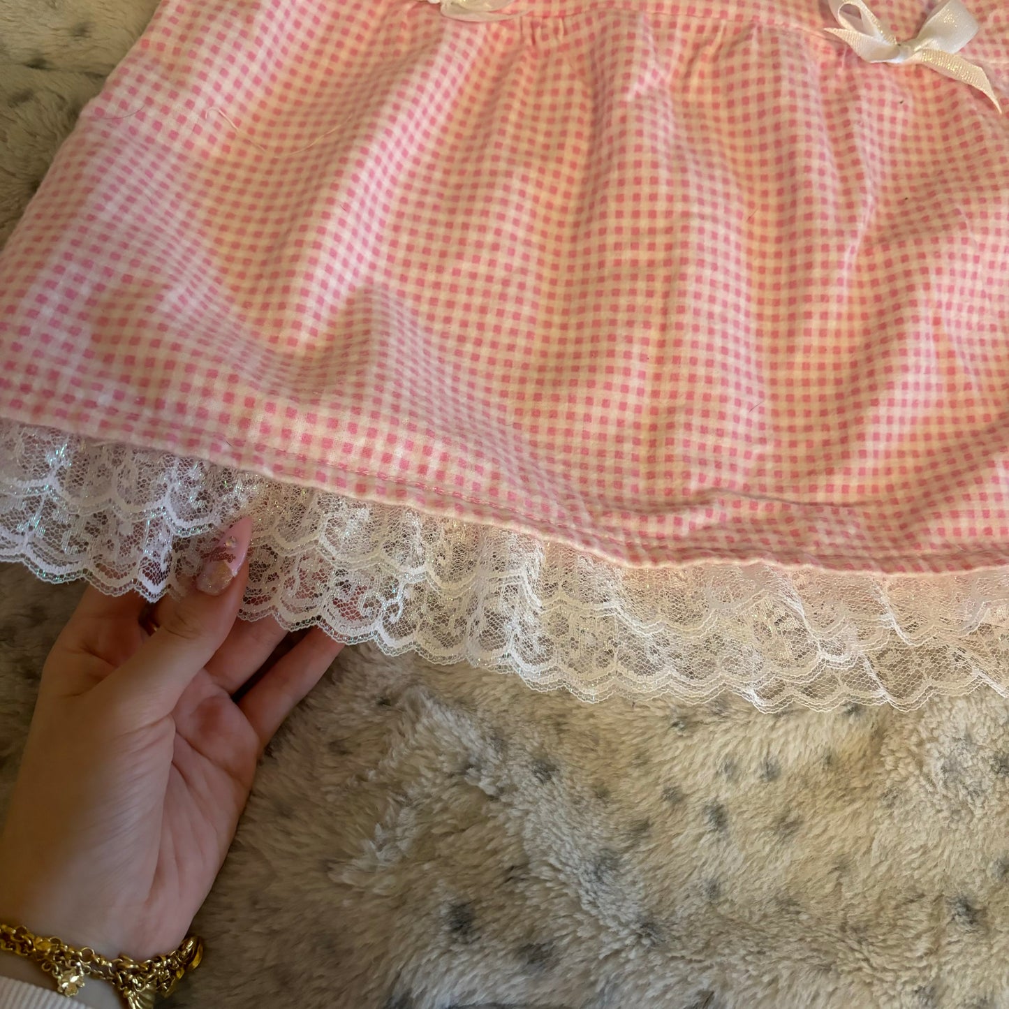 pink gingham bow skirt