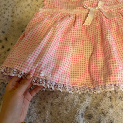 pink gingham lace bow skirt
