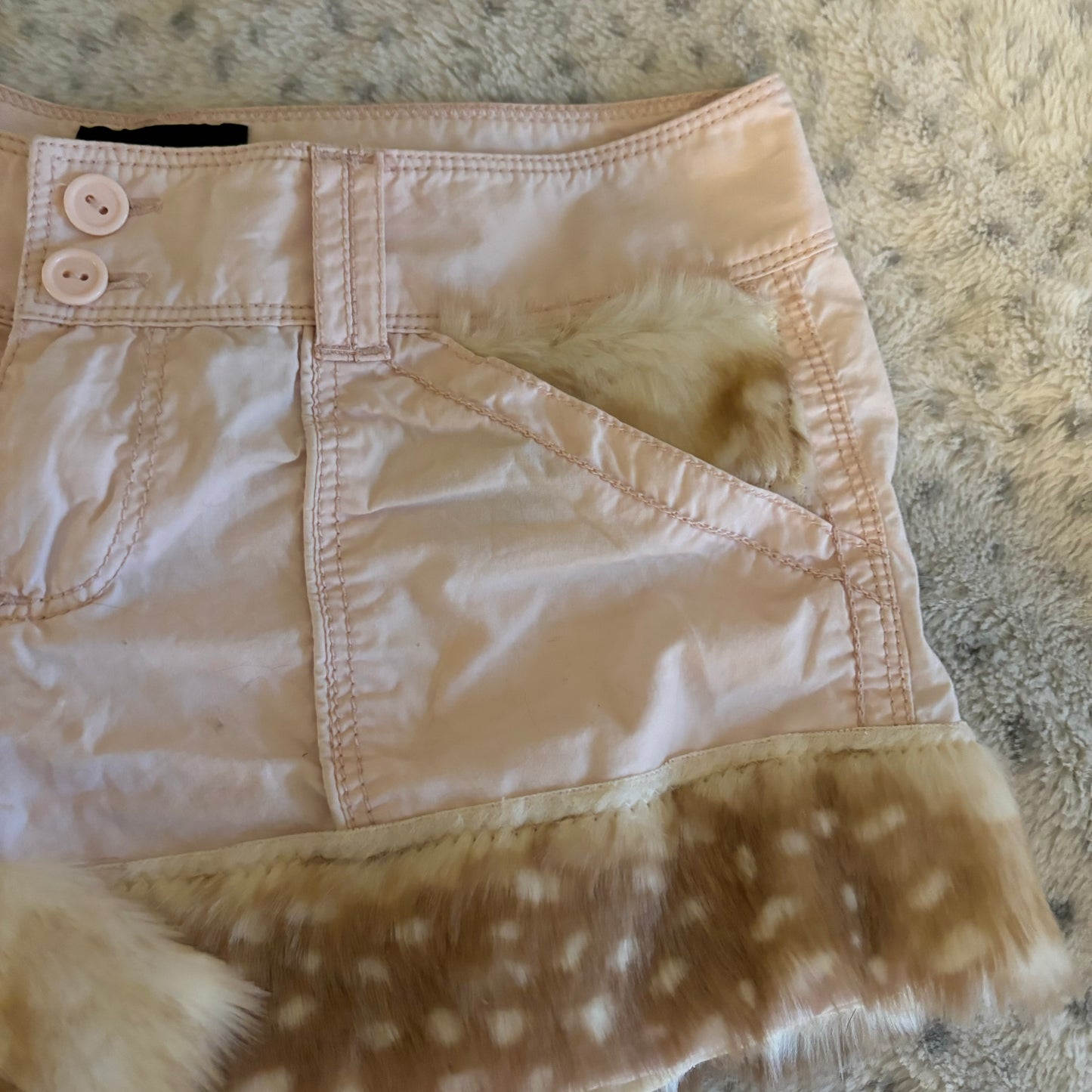 pink deer fur shorts