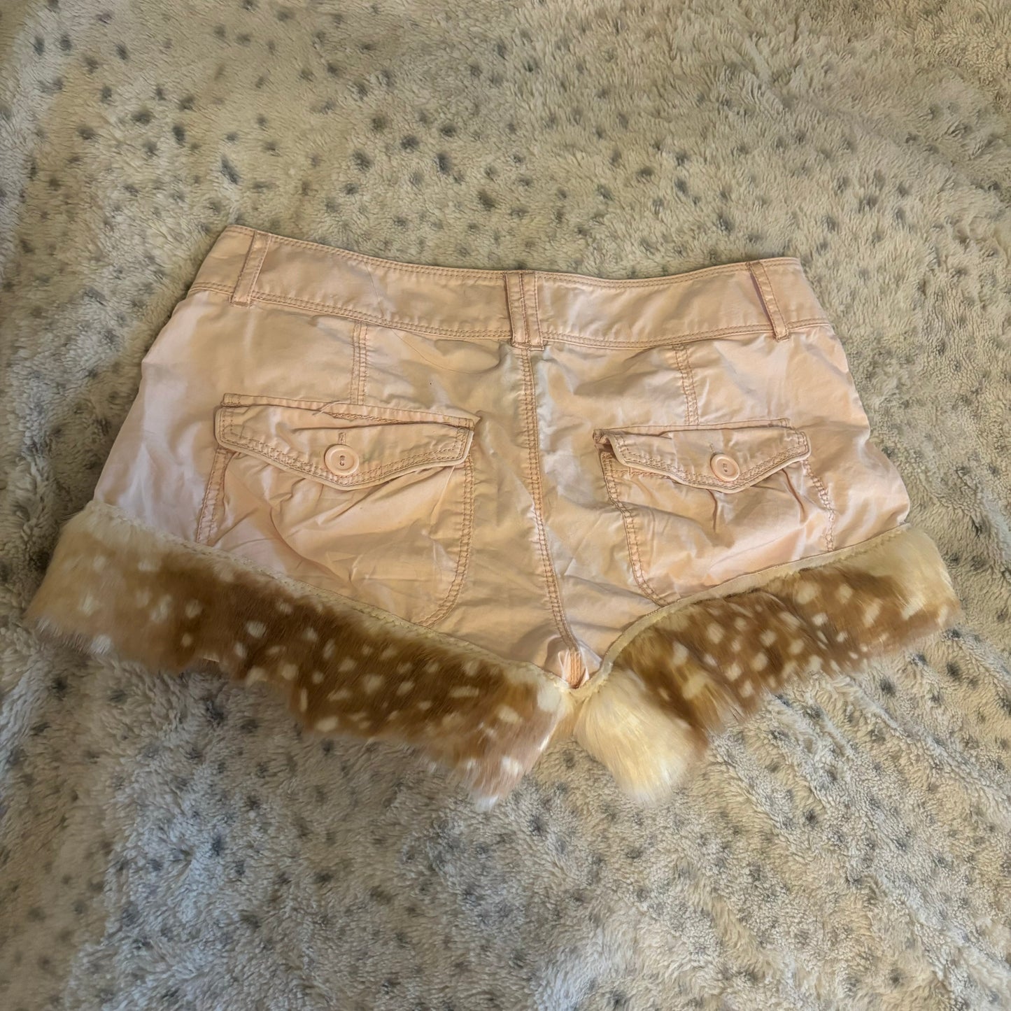 pink deer fur shorts