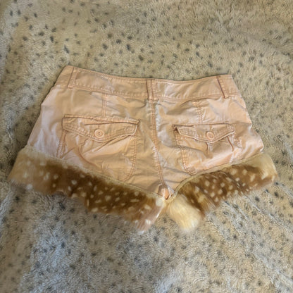 pink deer fur shorts