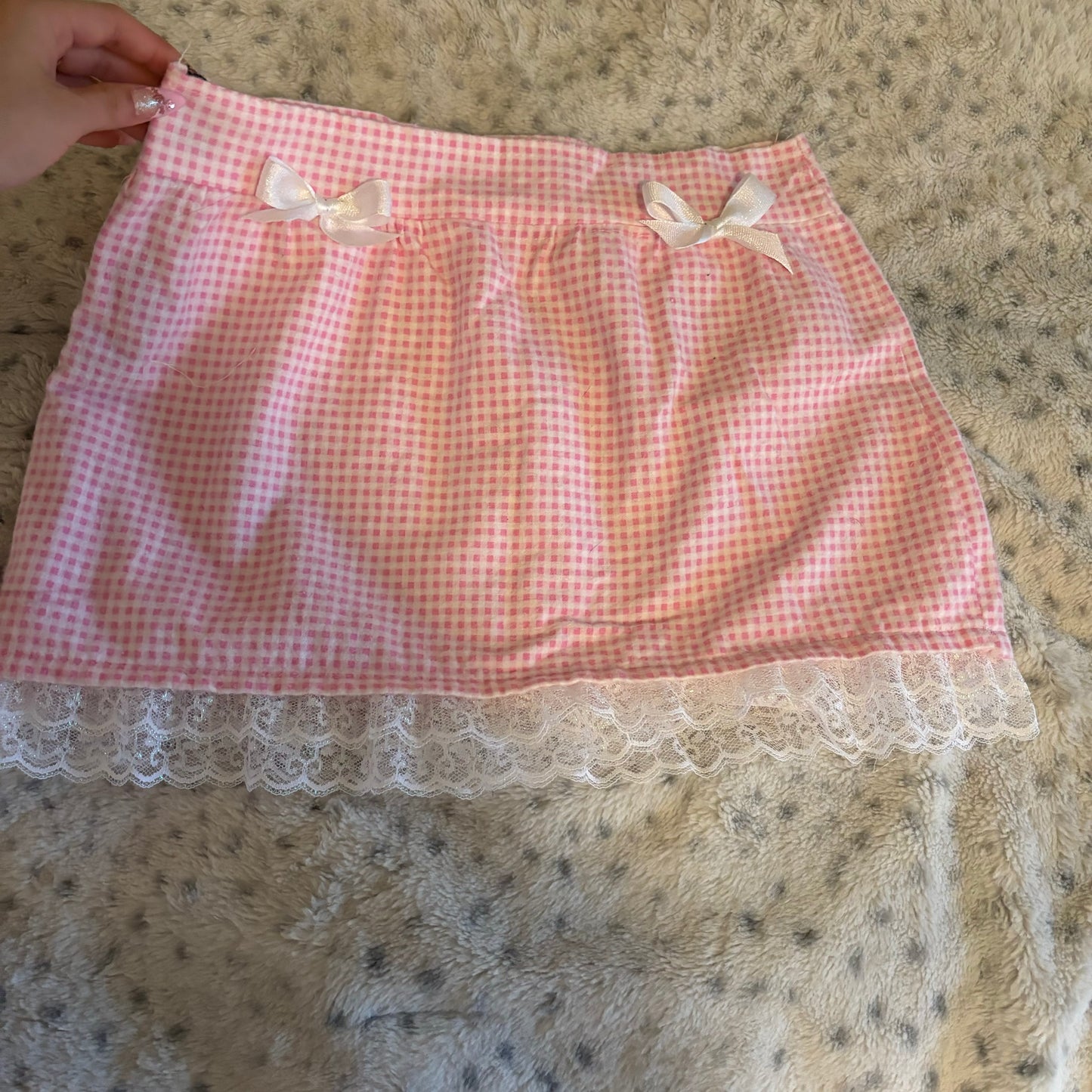 pink gingham bow skirt