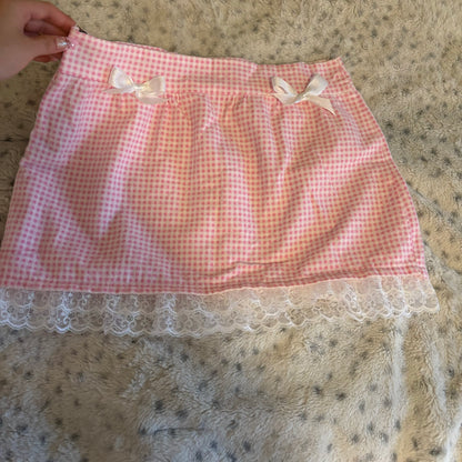 pink gingham bow skirt