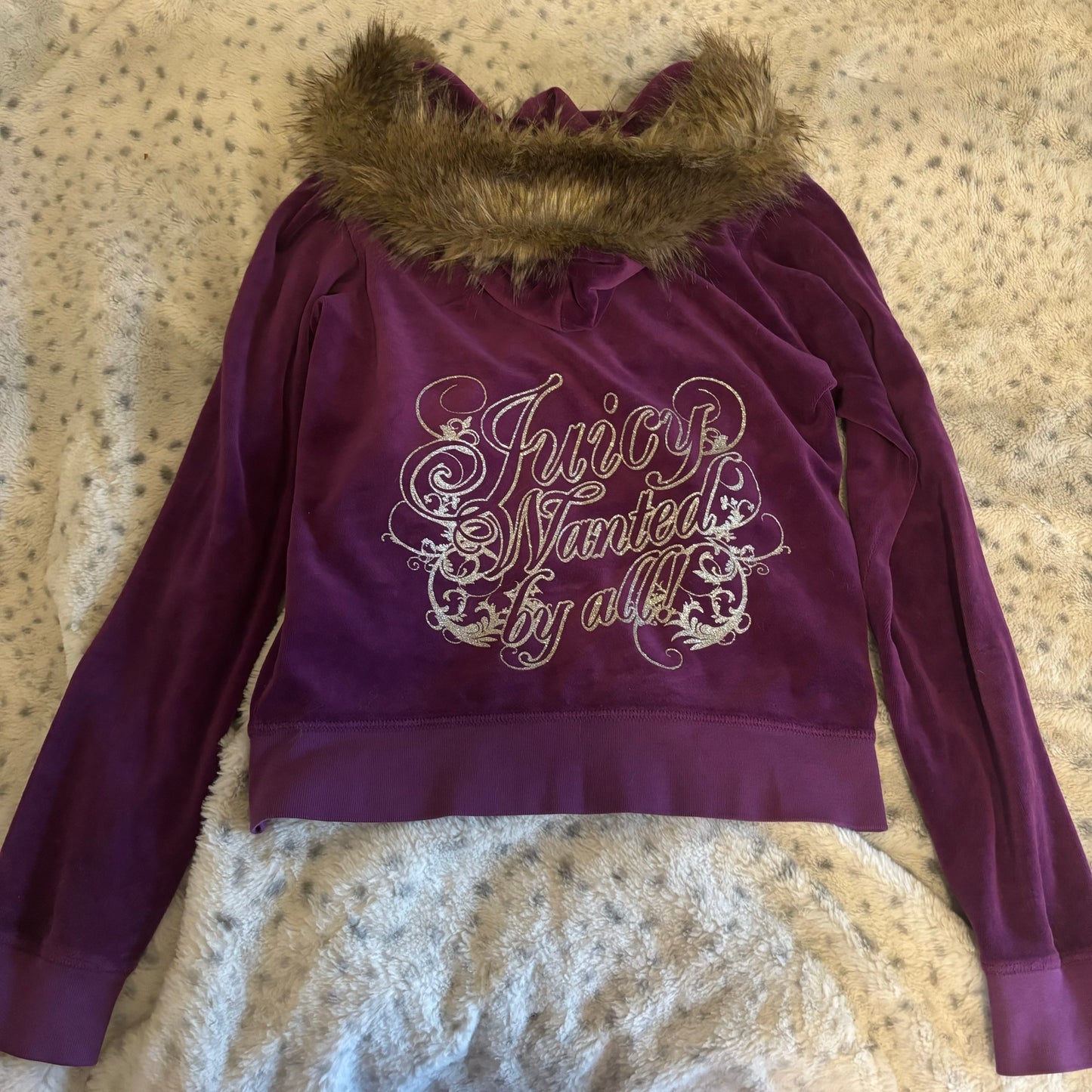 juicy couture purple fur hood zip up